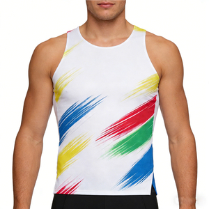 Custom Multi Color Men Seamless Ultra Lightweight Polyester Tank Tops Quick Dry Running Events Breathable Marathon Race <b>Vest</b> - Product Image 5