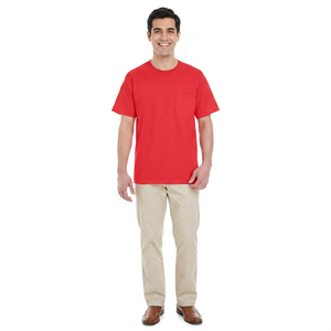 T-shirts pour hommes en gros, best-sellers, couleur rouge, unis, surdimensionnés, vêtements d'été, 100% coton, manches courtes, décontractés, t-shirts vierges pour hommes, 2023 - Product Image 1