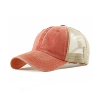 Groothandel Mesh Back Baseball Cap voor Heren, 6 Panelen, Gewassen Denim Design, Verstelbare Gebogen Klep, Hiking, Buitensport, Aangepast Logo