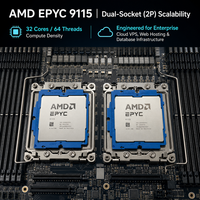 Prosesor AMD EPYC 9115 Server CPU 16 Core 32 Thread 2.6GHz 4.1GHz 64MB L3 Cache Socket SP5 125W untuk Pusat Data