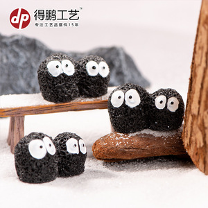 Adornos de resina con musgo para micropaisajes, dos cerditos negros unidos, pintados a mano, decoración de jardín independiente - Product Image 3