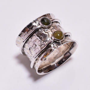 แหวนสมาธิทัวร์มาลีนสีเงินสเตอร์ลิงทำด้วยมือส่งออกเครื่องประดับขายส่งจำนวนมากทัวร์มาลีนธรรมชาติปรับได้ - Product Image 3