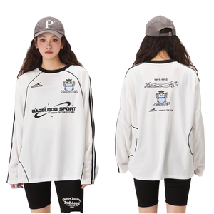 เสื้อเจอร์ซีย์แขนยาว New Badblood สไตล์อเมริกันวินเทจ พิมพ์ลายดิจิทัล โลโก้สตรีทสไตล์ ทรงหลวมสำหรับผู้ชาย ผลิตจากผ้าถักที่เป็นมิตรต่อสิ่งแวดล้อม - Product Image 1