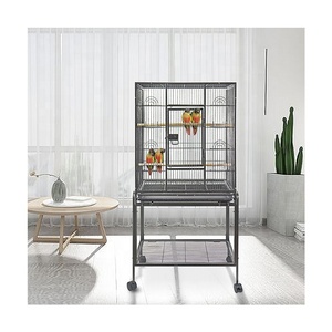 Cage de transport pour oiseaux en fer thermolaqué de grande taille, forme carrée, design volant, écologique, avec plateau en plastique – Fournisseur d'usine - Product Image 1