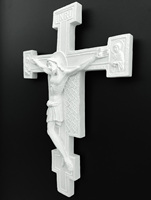 Statue en polyrésine personnalisée Sculpture d'art Modèle Décoration murale religieuse Croix crucifix catholique San Damiano blanche