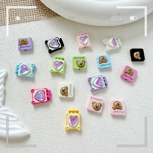 <span class=keywords><strong>Collier</strong></span> à breloques en alliage d'acier inoxydable avec perles DIY motif ours en peluche mignon, bijoux fins personnalisés, chaîne de téléphone, accessoires pour téléphones perlés - Product Image 4