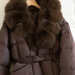 Nouveau hiver longue à capuche doudoune femmes chaud épaissi réel col de fourrure de renard blanc canard doudoune imperméable Parkas - Product Image 4