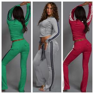 Conjunto Deportivo Transpirable para <span class=keywords><strong>Mujer</strong></span> de Dos Piezas con Chaqueta con Capucha y Cierre Completo y Pantalones Acampanados, Ropa Casual XS Ropa De <span class=keywords><strong>Mujer</strong></span> - Product Image 1