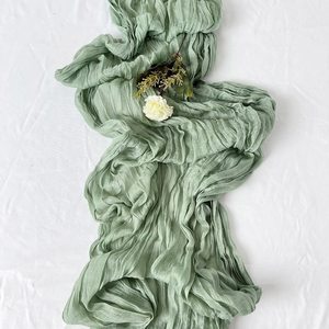 <strong>Top</strong> Selling Sage Green <strong>Cheesecloth</strong> Table Runner 10ft Boho Gauze Cheese Cloth Table Runner for Wedding Decoration - Product Image 3