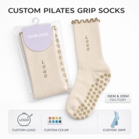 Chaussettes de Pilates antidérapantes personnalisées POPSOX avec logo OEM, vente en gros, chaussettes de yoga pour Reformer, points en silicone double face, grip interne anti-déplacement