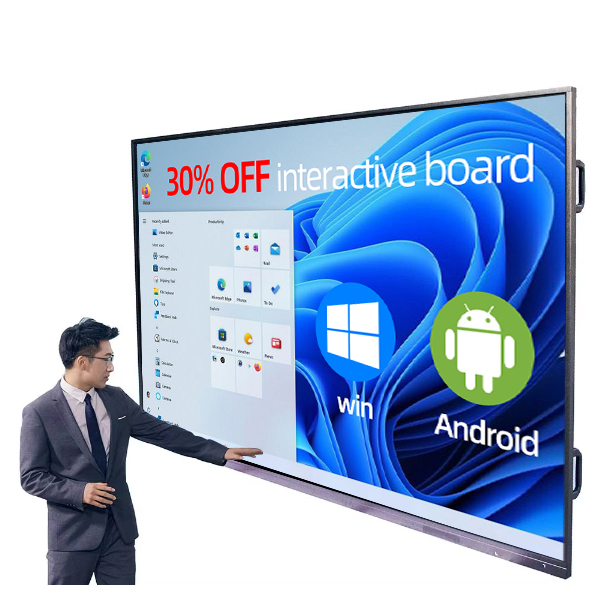 Factory-Direct 55/65/75/85/98/110 Inch Monitor Moniteurs Android Window Dual System Smart Interactive Board for Meeting