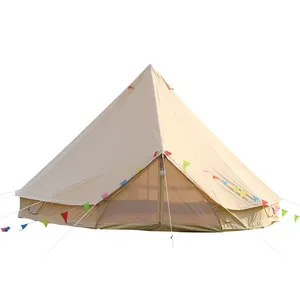 Tents Factory Sale 3m 4m 5m 6m Large Size Canvas Tent 5+ Person Bell Tents With Stove Hole