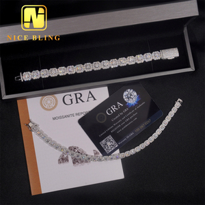 Alta qualità moda Hip Hop <span class=keywords><strong>925</strong></span> Sterling Silver 6mm 10mm Moissanite Cluster Tennis catena bracciale cubano - Product Image 2