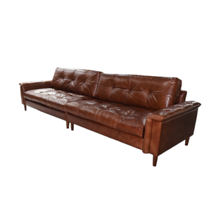 Canapé Chesterfield européen trois places en <span class=keywords><strong>cuir</strong></span> véritable marron de haute qualité, style antique de luxe pour salon et appartement - Product Image 6