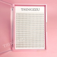 Extensions de cils en volume pré-faits en gros, en plumes, semi-faits à la main, base fine et pointue, 12 rangées, base ultra-fine 0.03