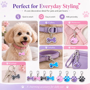 Zinc Alloy Casting Anti-Lost Pet Nameplate Rhinestone Bone Paw <b>ID</b> <b>Tags</b> Engravable Dog Name <b>Tag</b> Lobster Clasp Charms - Product Image 5