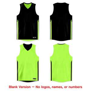 Maillot de basket-ball personnalisé noir et vert néon double face - Product Image 3