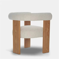 Fauteuil de salle à manger BST moderne en noyer avec dossier cylindrique en bouclette ivoire et assise rembourrée épaisse pour la maison