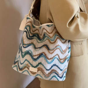 Sac seau vague de sel de mer Sac tissé Sac à bandoulière décontracté de grande capacité - Product Image 2