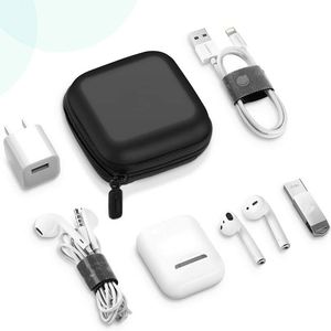 Étui rigide en EVA avec fermeture éclair pour câble de charge 3C, câble de données, collection de pièces de monnaie électroniques, mini sac de rangement pour écouteurs et emballage d'écouteurs - Product Image 3