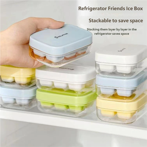 Bac à glaçons en silicone de qualité alimentaire avec couvercle - Anti-fuite, fabrication de glaçons facile, mini moule à glaçons carrés pour congélateur, bar à domicile, <span class=keywords><strong>cuisine</strong></span> - Product Image 4