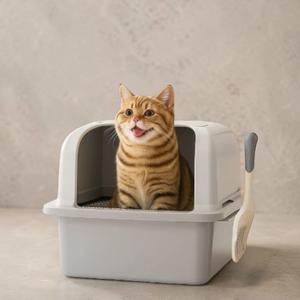 Caja de Arena para Gatos de 20L de Acero Inoxidable y PP con Diseño Abierto, Control de Olores, Libre de Polvo, Fácil de Limpiar, Gran Capacidad para Familias con Múltiples Gatos - Product Image 1