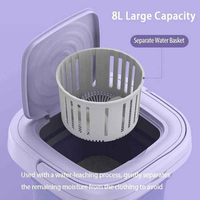 Laveuse/sécheuse électrique portable 8L mini pliable tout-en-un automatique pour vêtements de bébé, chargement par le haut, en plastique, pour la maison