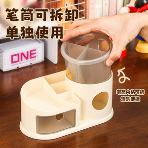 Portalápices giratorio multifuncional con compartimentos, caja de almacenamiento de escritorio para bolígrafos, brochas de maquillaje y artículos de papelería Y11 3316 - Product Image 2