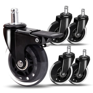 Universelle Schwenkbare Bremse Schwarze Moderne Büro-Antik-Stuhlrollen 3 Zoll M8 M10 M11 Drehbare Verriegelbare PU-Möbelrollen - Product Image 1