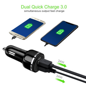 ที่ชาร์จในรถยนต์แบบสองพอร์ต QC3.0 USB Type A ชาร์จเร็วสำหรับอุปกรณ์มือถือ - Product Image 5