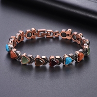 Bracelet magnétique en alliage de cuivre avec pierres cœur, turquoise, œil de tigre, jade, pierre d'or – Bijoux de santé pour hommes et femmes – Vente en gros, personnalisation OEM