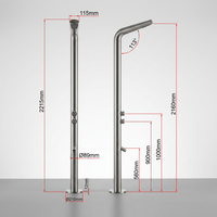 Système de douche extérieur sur pied en acier inoxydable SUS304, 2 fonctions chaud/froid, pour piscine, hôtel, villa, finition brossée, anti-corrosion