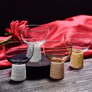 Venta al por mayor personalizado sin plomo 5,75 oz <span class=keywords><strong>cristal</strong></span> Stemless Ball Bowl lujo diamante Rhinestone Base para helado y champán - Product Image 3