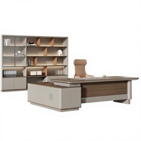 Bureau de direction moderne minimaliste haut de gamme avec table d'appoint et câblage dissimulé en bois pour salles de réunion et bureaux de direction