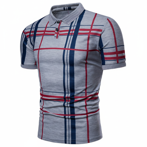 เสื้อโปโลแขนสั้นลายขวางสำหรับผู้ชาย,เสื้อยืดเสื้อเบลาส์ทรงสลิมฟิตสำหรับใส่ทำงานลำลองเสื้อเชิ้ตสำหรับฤดูร้อน - Product Image 1