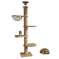 Arbre à chat en bois sur pied, grande taille, hauteur réglable, avec griffoir en sisal et capsule spatiale à 2 niveaux, direct usine
