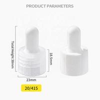 Capuchon compte-gouttes en plastique PP transparent de couleur personnalisée avec pipette pour flacon d'huile essentielle 20-415