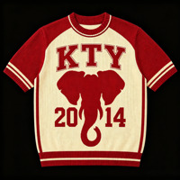 Chemises pour hommes surdimensionnées avec logo personnalisé, sweat-shirts à manches courtes, motifs de lettres d'éléphant rouge, pull pour hommes