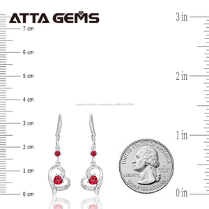 ATTA gemas de Plata de Ley 925 de plata pendientes de plata con rubí zafiro en forma de corazón de piedras preciosas - Product Image 5