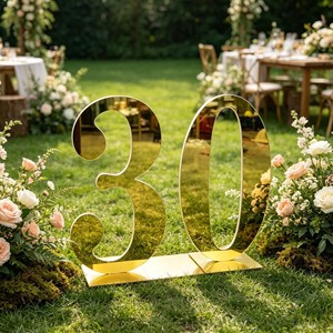 Custom 3D Gold Mirror Number Sign Freestanding Number <b>Backdrop</b> Stand for Wedding Birthday Event Decor - Product Image 5