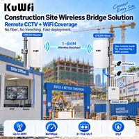 KuWFi 5.8GHz 900Mbps PTP Longue Portée CPE Wifi Backhaul Surveillance Cloud Serveur Pont Sans Fil 48V pour Solution de Chantier de Construction