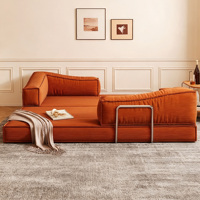 Canapé de sol modulaire en velours côtelé sans cadre, lit de repos décontracté en tissu rayé, canapé de détente bas pour salon, chambre et appartement