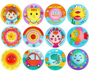 หมวกฟางสำหรับเด็กอนุบาลทำมือแบบสร้างสรรค์ DIY ภาพวาดกราฟฟิตีหมวกทำมือ - Product Image 5