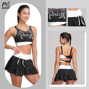 Vêtements d'entraînement de cheerleading pour filles en gros, soutien-gorge et shorts de cheerleading personnalisés, vêtements d'entraînement de danse par sublimation - Product Image 4