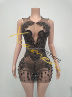 Robe mini de soirée luxueuse pour femmes Ocstrade, robe moulante sexy en strass, robe transparente en diamant, robe de soirée de club, robe d'anniversaire pour femmes