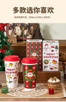 Vente en gros de tasses à café en céramique nordique personnalisées avec un ensemble de Père Noël et de bonhomme de neige, cadeaux de Noël