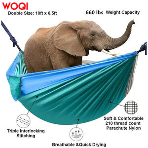 Woqi Parachute Portable Nylon Camping <strong>Hammock</strong> with <strong>Tree</strong> Straps Adjustable Cinch Buckle Outdoor - Product Image 3