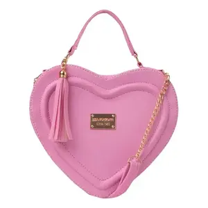 Bolso de Mano de Lujo para Mujer Fana, Color Rosa, Forma de Corazón, Pequeña Capacidad, Correa Única, Cierre Abierto, Cuero Vegano de Microfibra, Uso Diario - Product Image 3