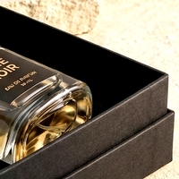 Boîte à parfum rigide noire de luxe sur mesure, deux pièces, avec couvercle amovible, pour présentation d'emballages de parfums personnalisés