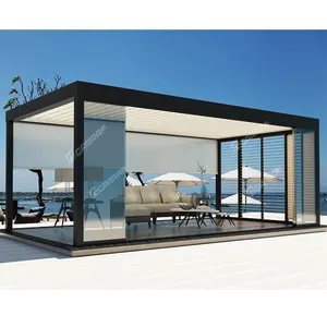 Louvered 지붕 키트 고품질 야외 원격 제어 pergola 알루미늄 bioclimatic 전동 r 전기 sli